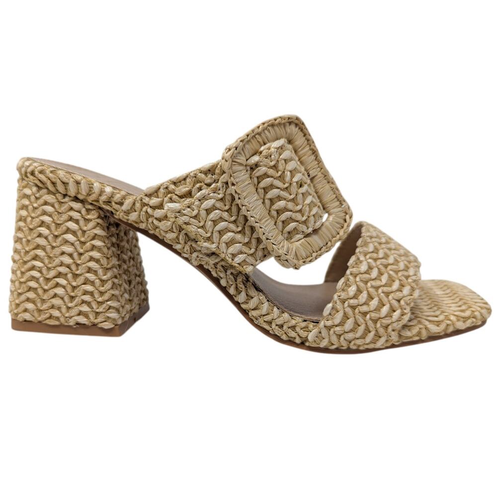 Matisse Tuckernuck Lucy Raffia Block Heel Sandals Natural Resort Size 8